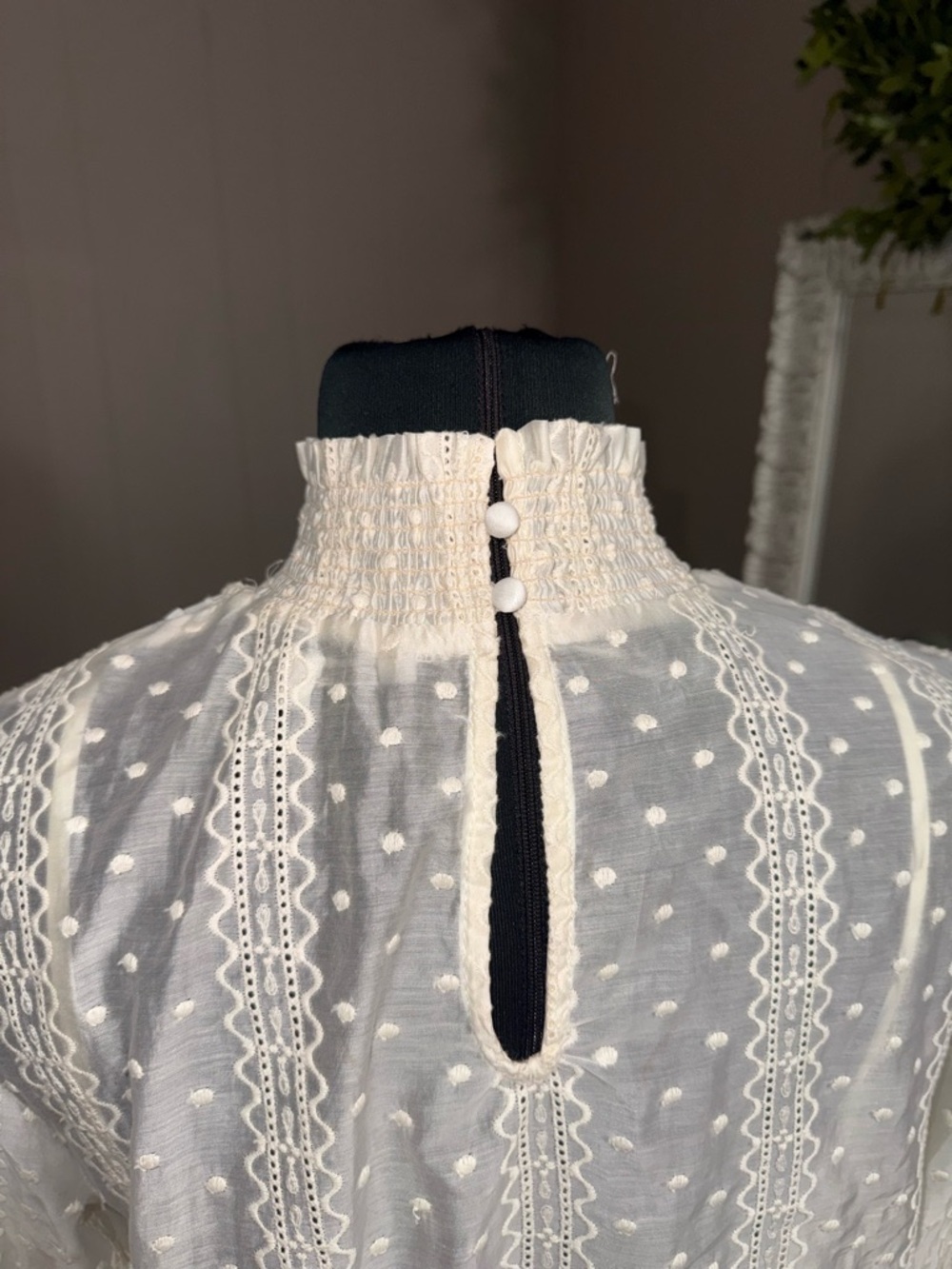 English Factory • Embroidered Smocked Neck Organza Dress - Picture 16 of 16